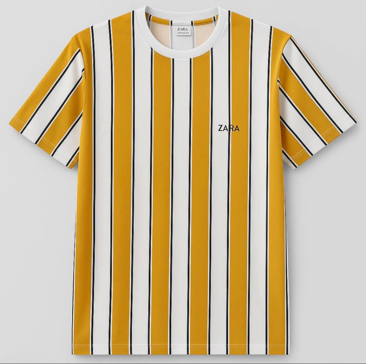 Zara Vertical Stripe Crew-Neck T-Shirt