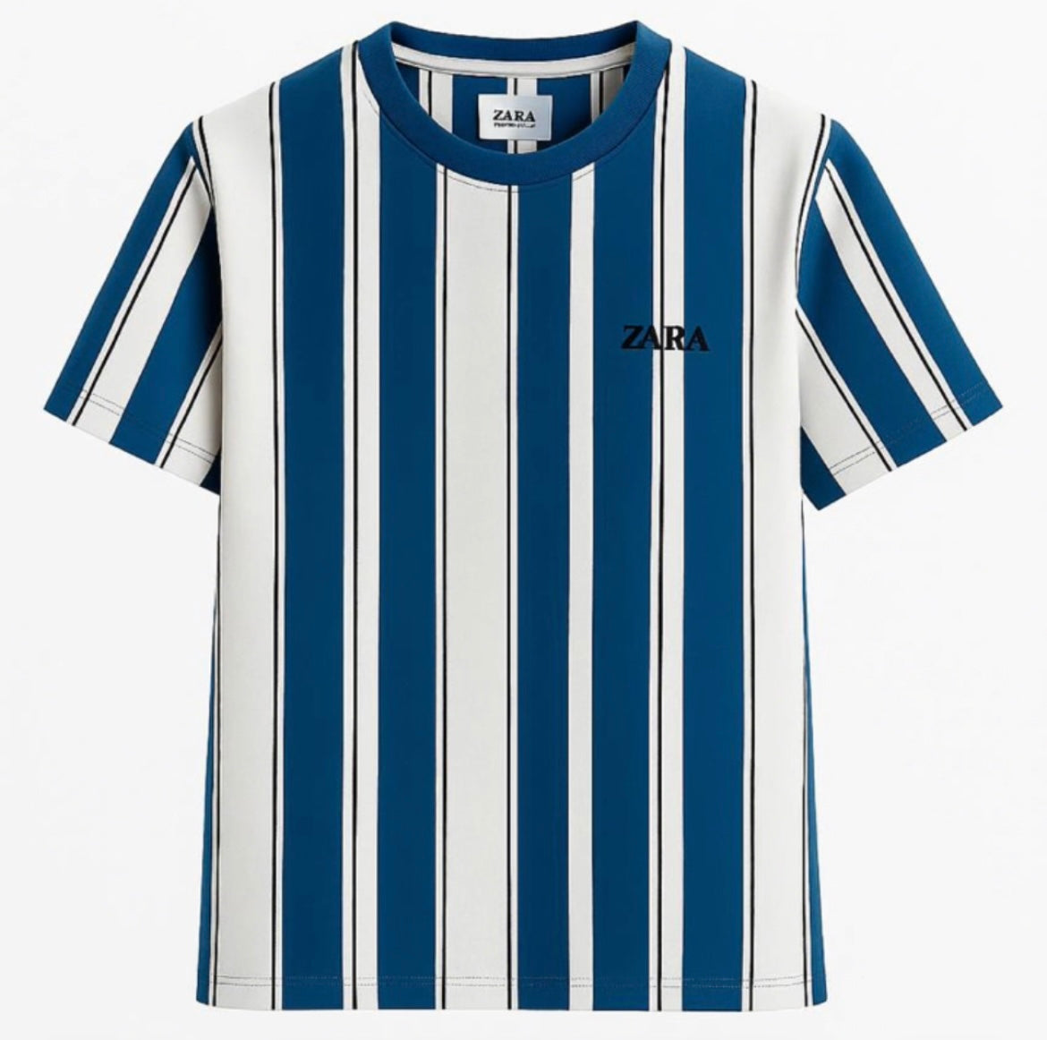 Zara Vertical Stripe Crew-Neck T-Shirt