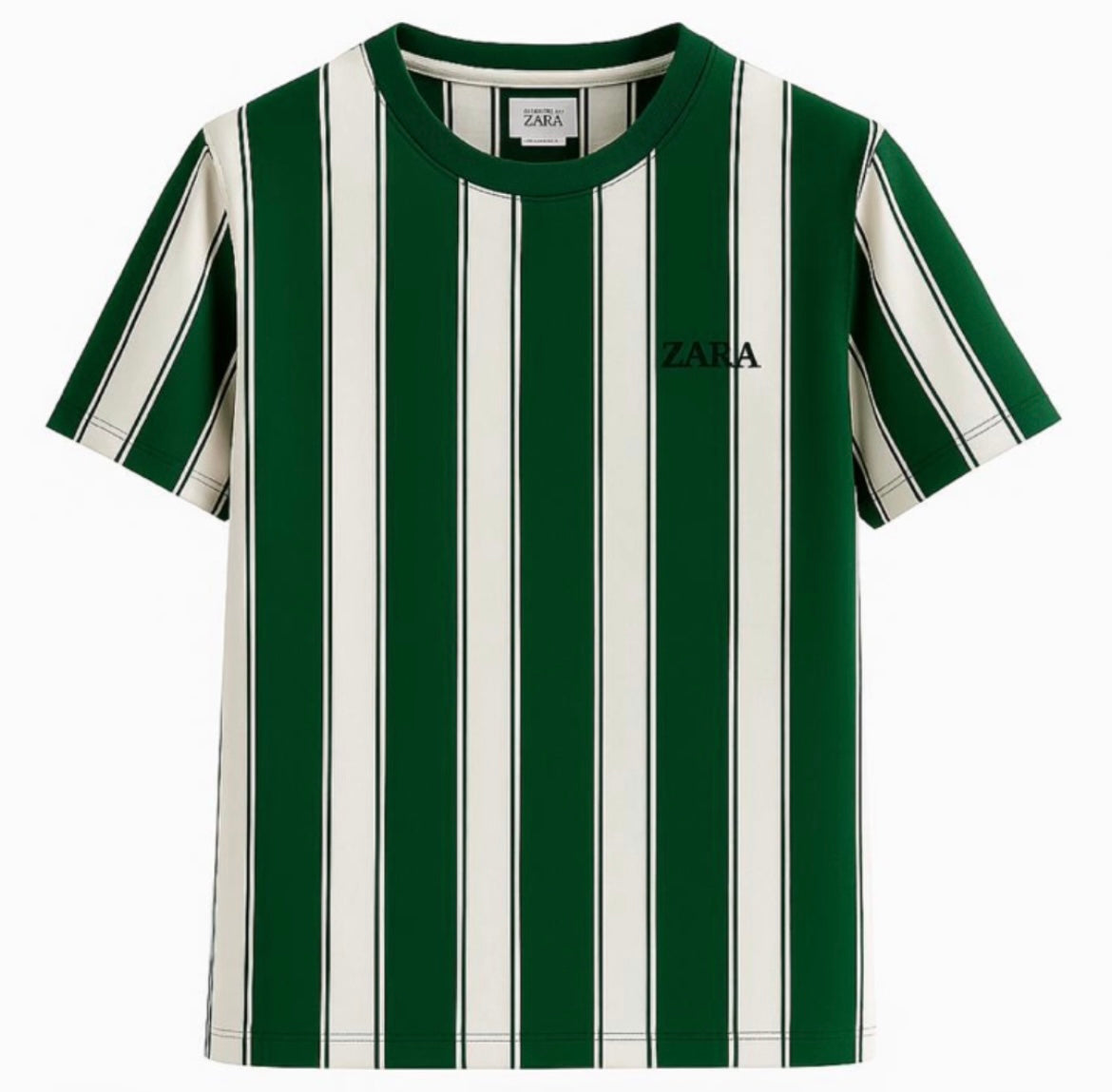 Zara Vertical Stripe Crew-Neck T-Shirt