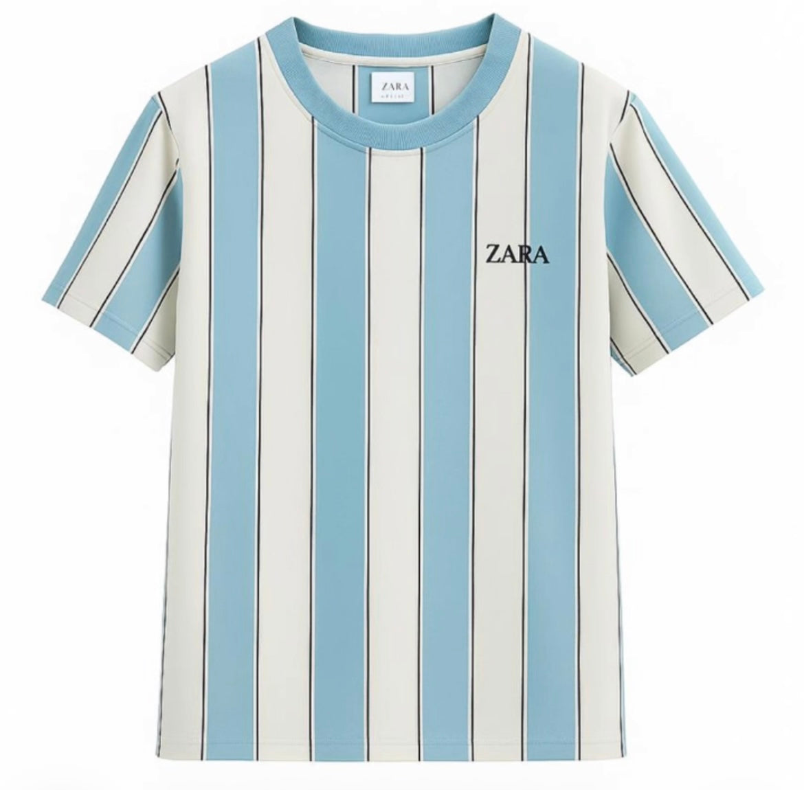 Zara Vertical Stripe Crew-Neck T-Shirt