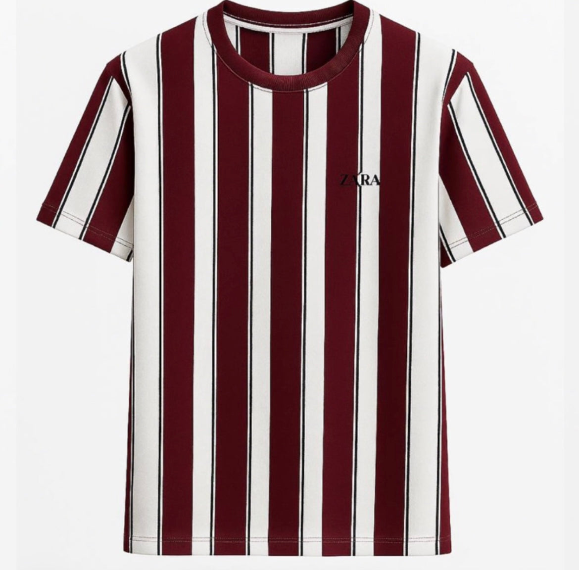 Zara Vertical Stripe Crew-Neck T-Shirt