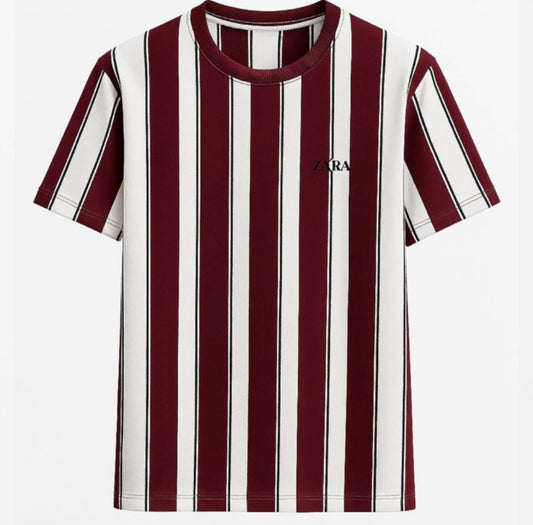 Zara Vertical Stripe Crew-Neck T-Shirt